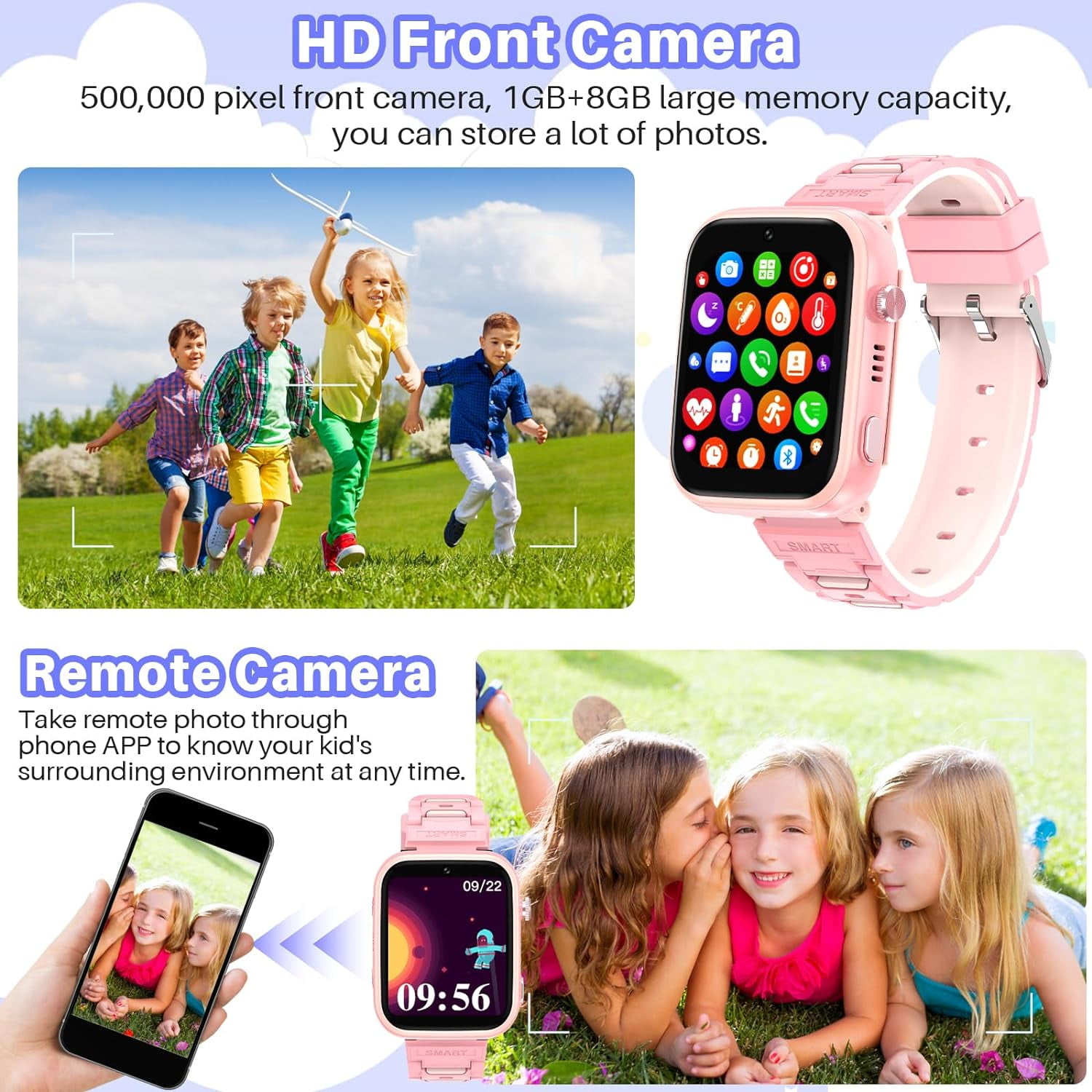 SHANNA Smart Watch for Kids (GPS) + Cellular 46 mm Pink Case with Pink Band