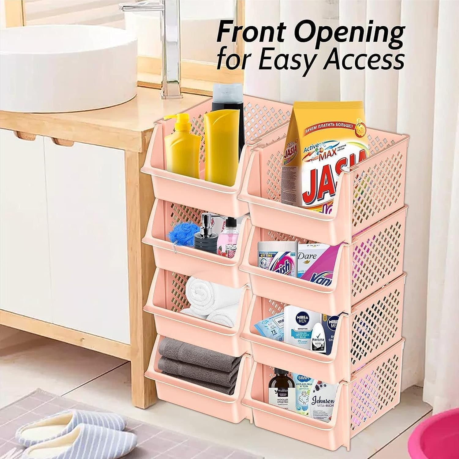  FINESSY Pantry Storage Bins for Pantry Organization - Stackable  Pantry Organizer Bins for Organization, Under Sink Pantry Plastic  Containers for Shelf Organizing Bins for Pantry Box