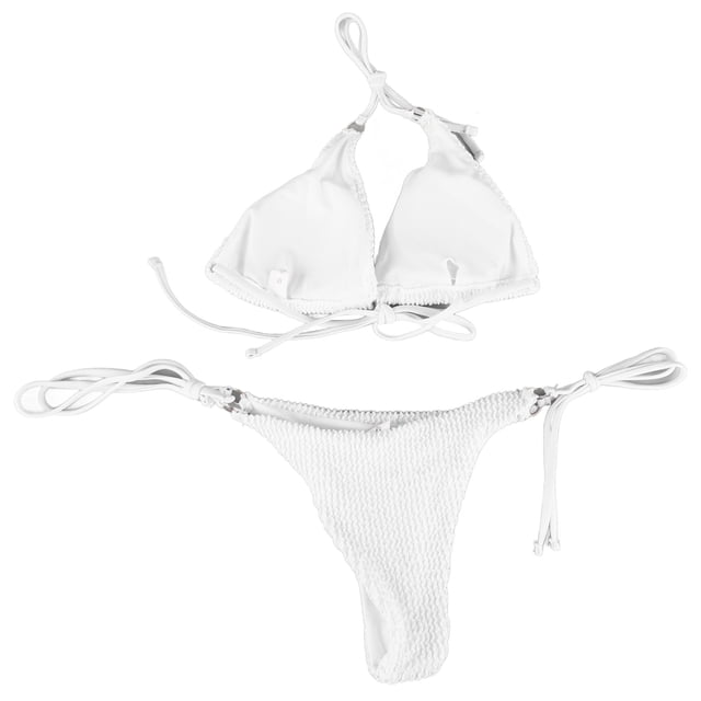 Conjunto De Traje De Baño Bikini Con Lazo Cruzado Lateral Color Puro Mujer 2