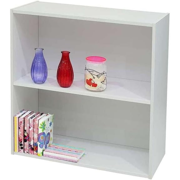 White Wood 2-Tier Shelf Bookcase Storage Organizer