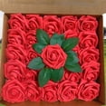 thumbnail image 3 of Gift Box 8Cm Rose Simulation Rose Plus Leaf Belt Rod 25 Flowers Packed Pe Rose Head, 3 of 3