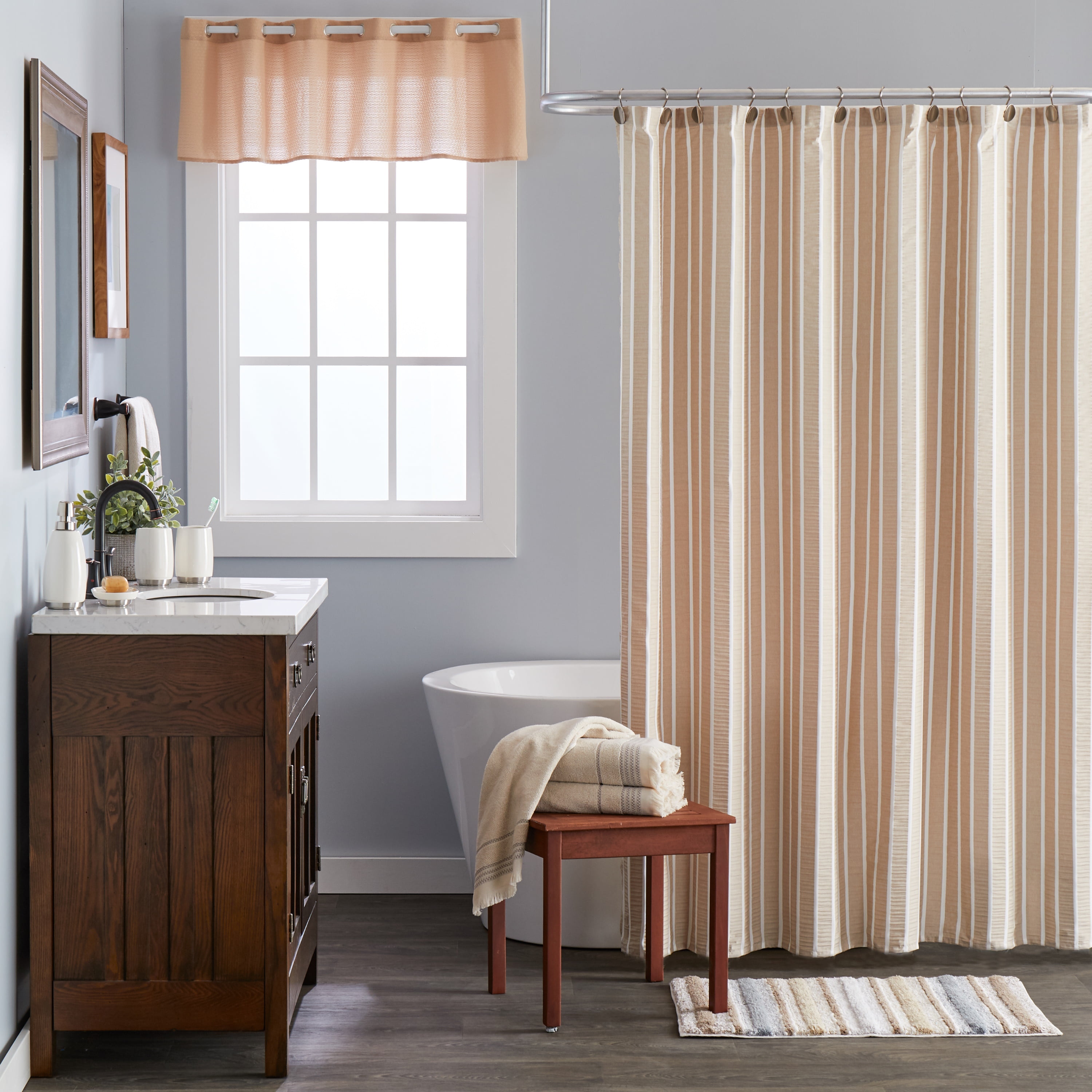 SKL Home Seersucker Shower Curtain, Taupe