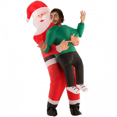Santa Inflatable Pick Me Up Adult Costume, Red White Black, One-Size