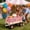 Pink + White, variant on GDF Studio Classic Wooden Garden Wagon with Folding Handle, All-Terrain Kids Pull-Along Utility Cart, Pink White