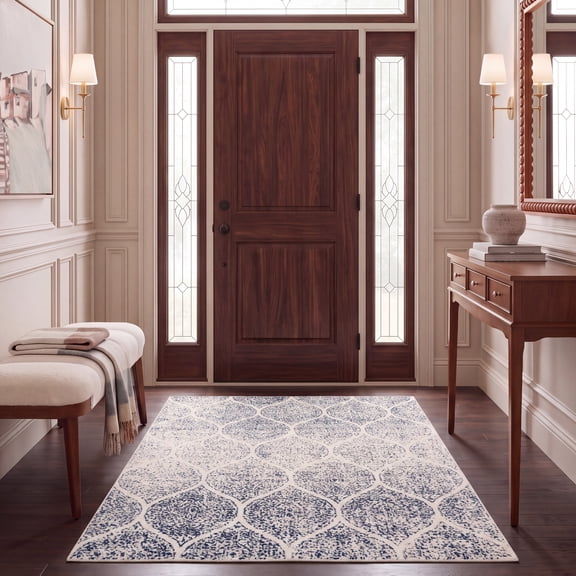 Safavieh Madison Leighton Geometric Area Rug, Cream/Royal Blue, 5'3" x 7'6"