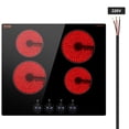 thumbnail image 1 of VEVOR Electric Cooktop, 24 inch 4 Burners Built-in Electric Stove Top, 6000W Ceramic Top Radiant Cooktop, with Glass Panel, Knob Control, 11 Heat Levels, 220-240V, Hard Wire (No Plug), 1 of 9