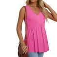 thumbnail image 5 of Womens Tank Tops Eyelet Embroidered Flowy Peplum Tops for Women Dressy Sleeveless V Neck Babydoll Tank Tops Summer Tunic Tops, 5 of 9