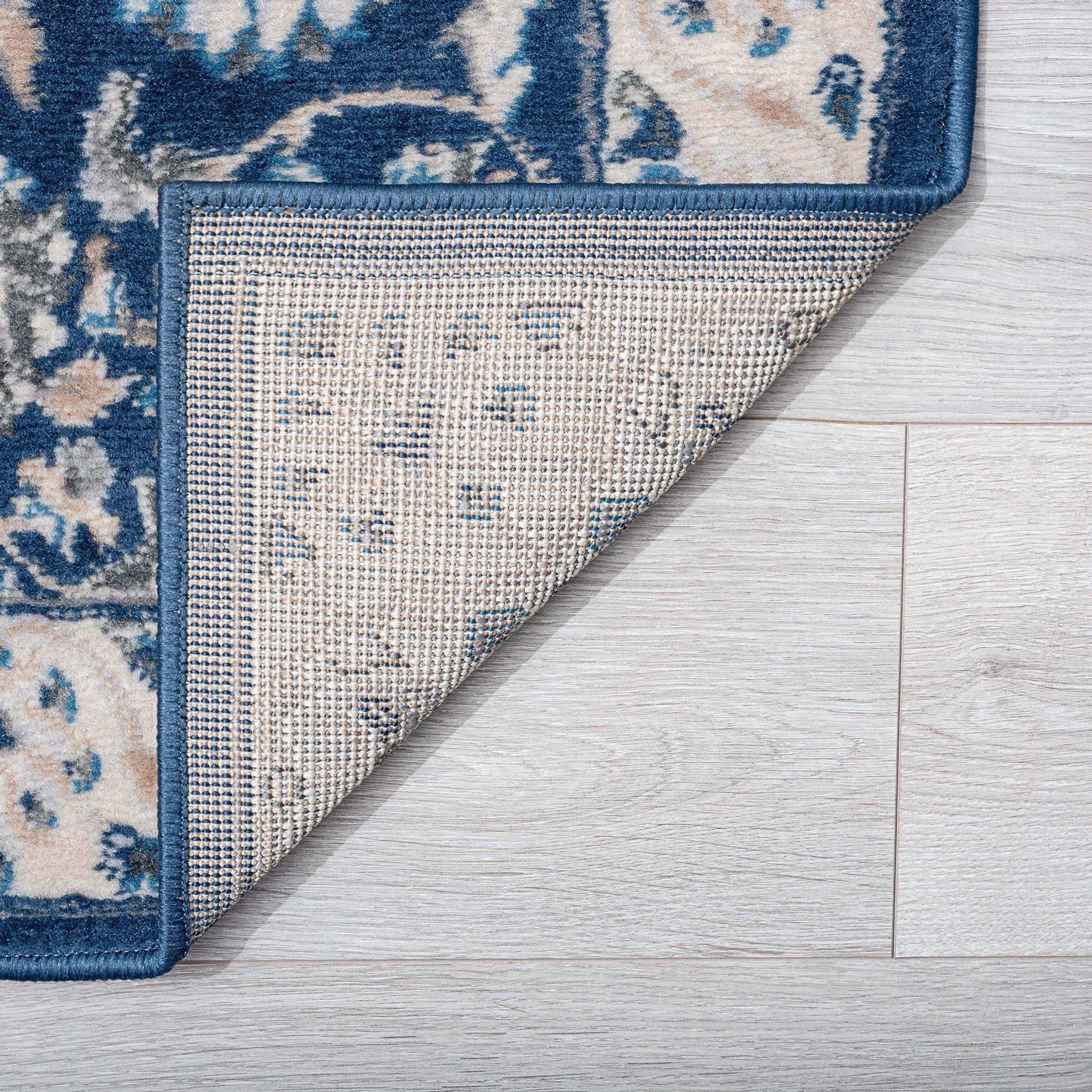 Madison Traditional 4' x 5' Dark Blue Polypropylene Indoor Area Rug