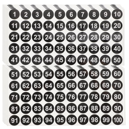 OATIPHO Serial Number Stickers Round Black Self Adhesive Labels for Home Indoor and Outdoor Use