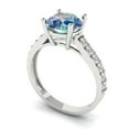 thumbnail image 2 of Solitaire with Accents Engagement Ring for Women - 2.3ct Blue Moissanite in 18K White Gold Promise Ring, 2 of 6