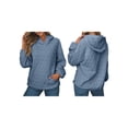 thumbnail image 2 of Women'S Hoodie Sweatshirt Cute Long Sleeve Top Loose Pullover with Pockets Sea Blue XXL, 2 of 6