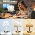 thumbnail image 3 of Modern Minimalist Cone Desk Lamp Antique Bronze Base & Linen Shade Bedside Table Lamp for Bedroom Living Room, Office, Dorm Blue Floral Ornaments Medium, 3 of 8