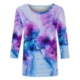 thumbnail image 2 of Craaazy Women's Loose Fit Colorful Printing 3/4 Sleeve Pretty Round-neck Tops Gifts, 2 of 5