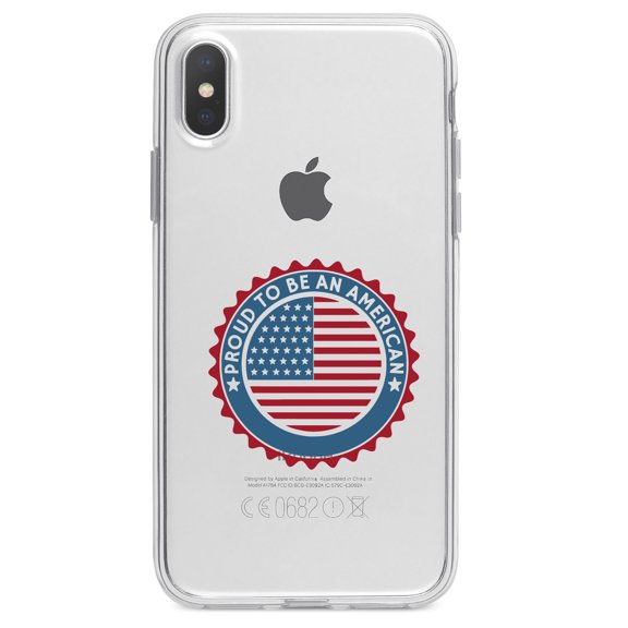 DistinctInk Clear Shockproof Hybrid Case for iPhone XR (6.1" Screen) - TPU Bumper Acrylic Back Tempered Glass Screen Protector - USA Seal - Proud to be an American