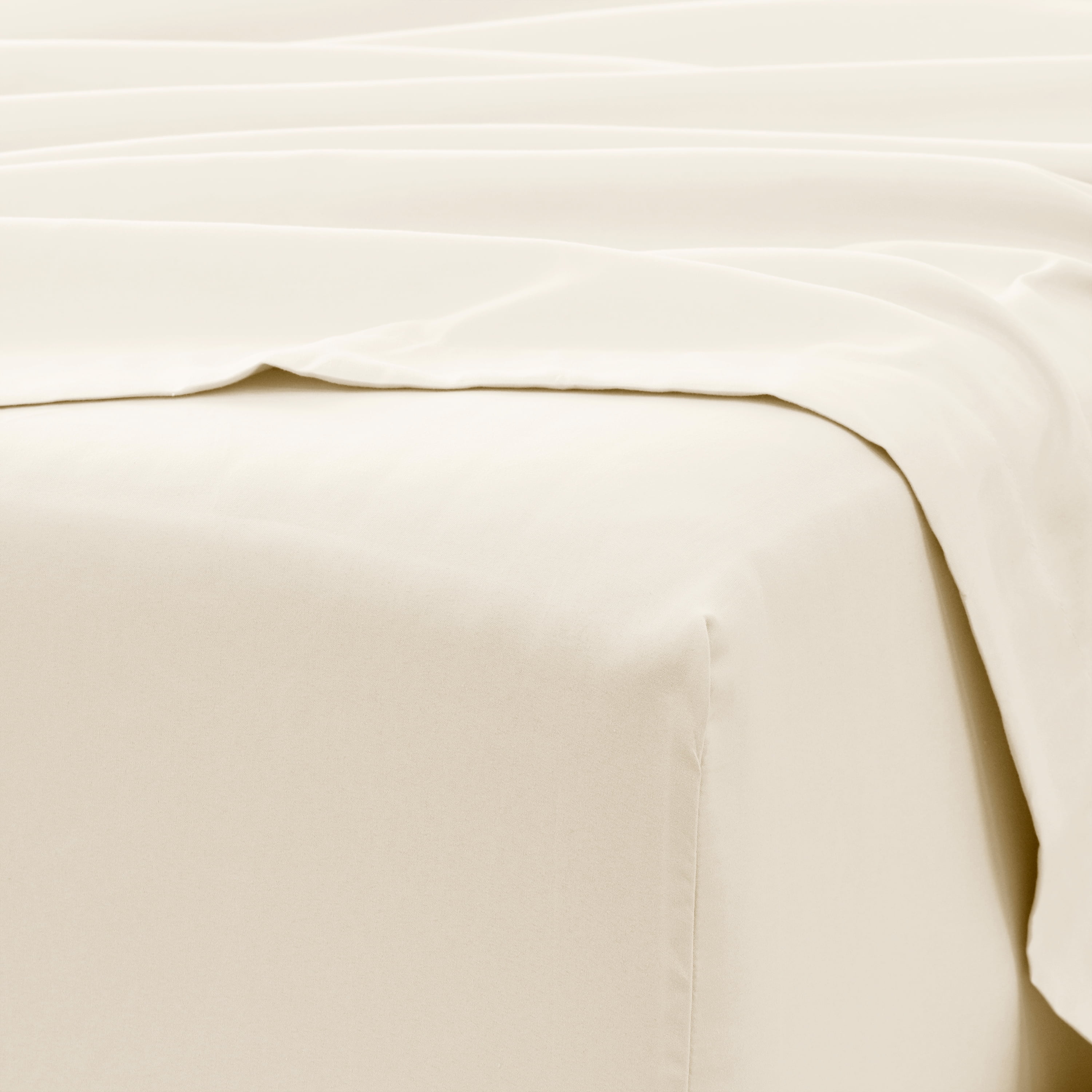Noble Linens 4 Piece Solid Microfiber Bed Sheet Set, Ivory, TwinXL