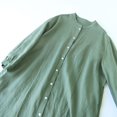 thumbnail image 4 of SMihono Fashion Women's Casual Cotton Linen Button Down Shirt Dress Crewneck Solid Color Loose Half Sleeve Midi Dresses for Women Green XL, 4 of 9
