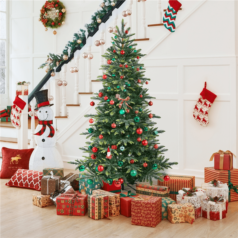 Alden Design 6ft Pre-lit Artificial Christmas Tree with 400 LED Lights, Green
