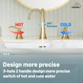 thumbnail image 3 of CASAINC 8 in. Widespread Double Handle Bathroom Sink Faucet with 360° Swivel Spout, Stainless Steel Drain Kit in Brushed Gold, 3 of 10