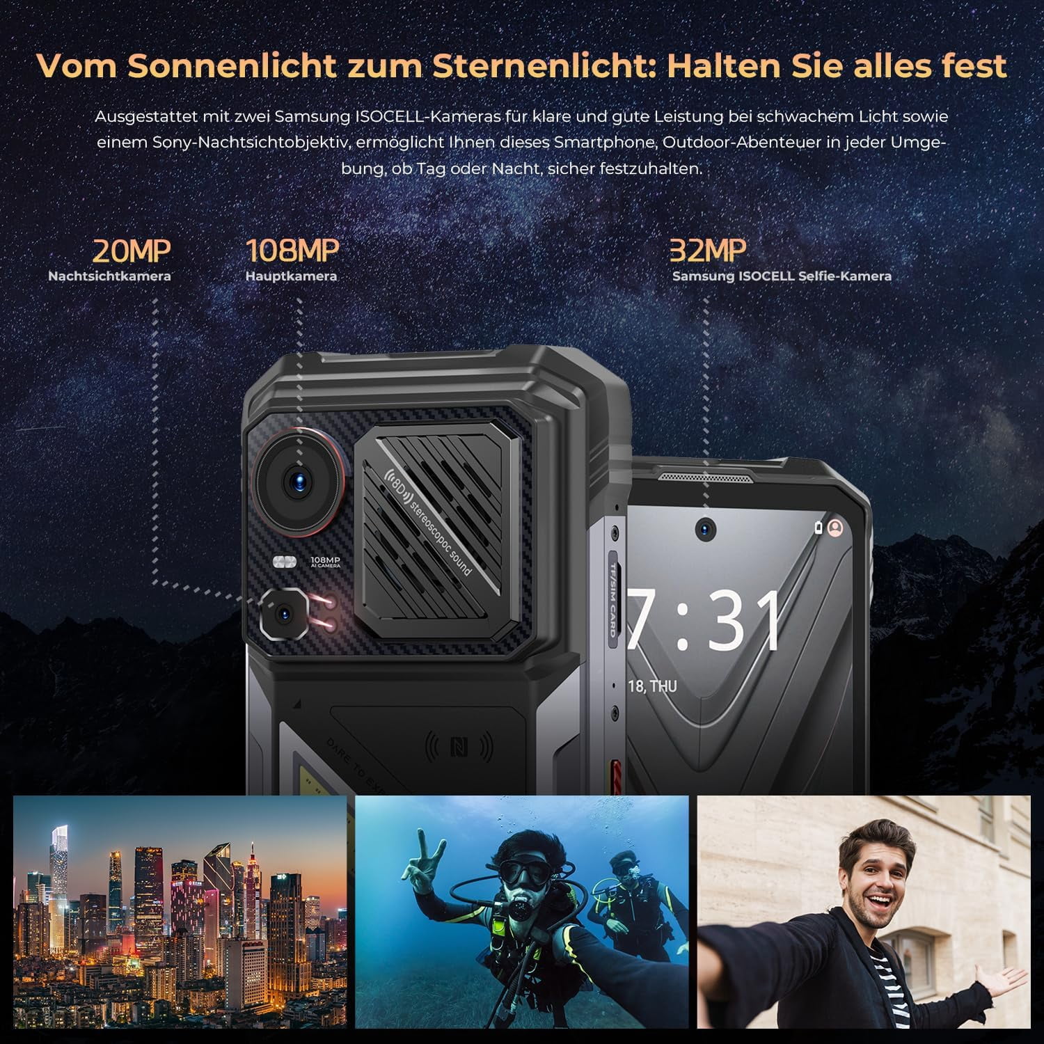 HOTWAV Hyper 8 Pro Outdoor Mobile Phone 5G, 32GB+512GB/2TB 12000mAh 55W Fast Charge, Android 15 6.8 Inch,Black