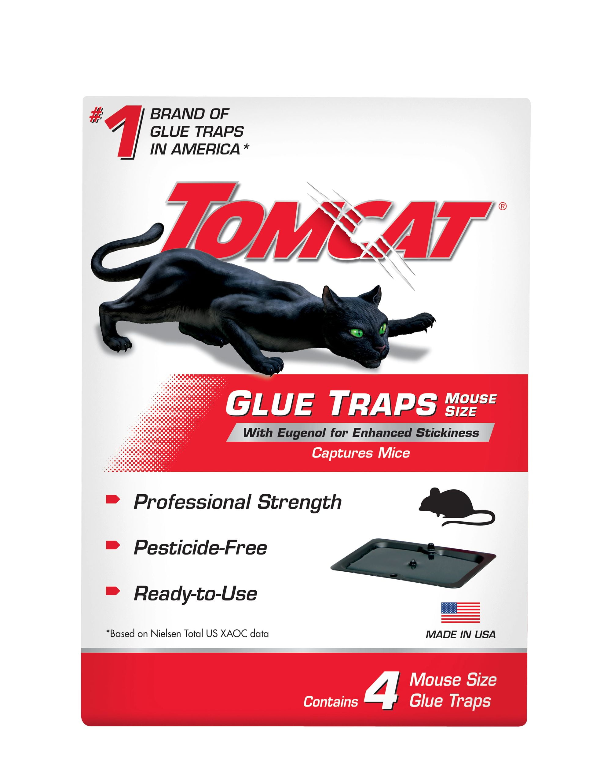 (12 pack) Tomcat Glue Traps Mouse Size with Eugenol for Enhanced Stickiness, 4 Pack