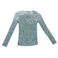 thumbnail image 2 of Naeem Khan Women's Blue Sequined Long-Sleeve Top - 4, 2 of 2