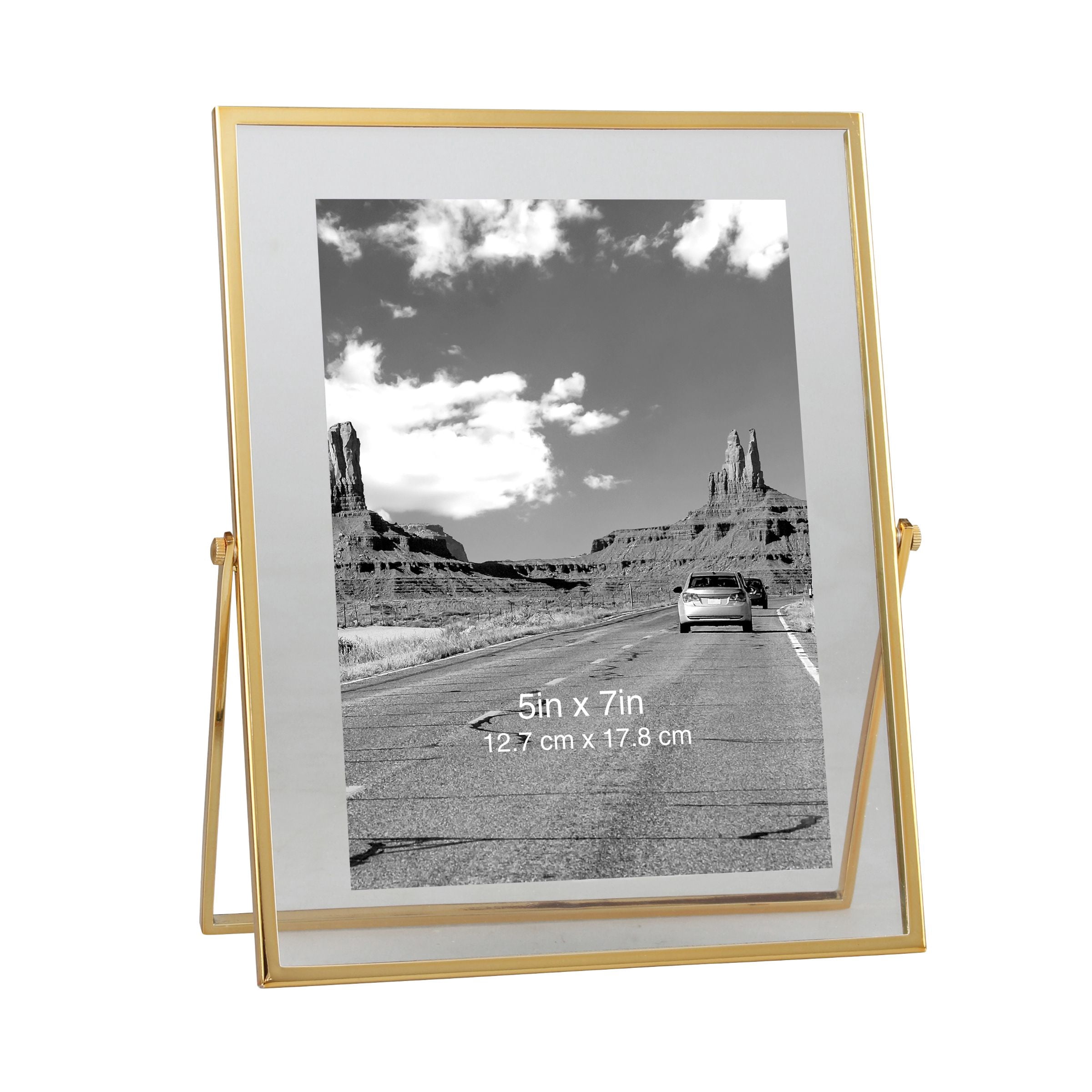 Better Homes & Gardens 5" x 7" Rectangle Metal Tabletop Floating Picture Frame, Gold