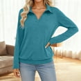 thumbnail image 2 of Arlun 2025 Fall Winter Womens Polo T-Shirts Long Sleeve Banded Bottom Solid Color Tops Business Casual Collared V-Neck Pullovers Loose Soft Comfortable Tee Shirts Green S, 2 of 4