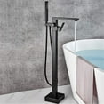 thumbnail image 2 of Floor Mount Bathtub Faucet Freestanding Tub Filler, Standing High Flow Swivel Spout Shower Faucets with Handheld Shower Mixer Taps,Chrome (Color : Nero), 2 of 9