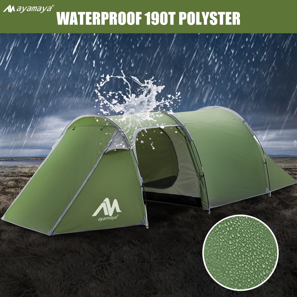 Ayamaya Camping Tents for 3 Person, Waterproof Light Motorcycle Tent 2 Room Design with Detachable Bedroom & Vestibule (167L�79W�51H inch)