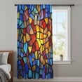 thumbnail image 4 of Blue Red Yellow Sheer Curtains 45 Inches Long, Modern Colored Rainbow Stained Glass Light Filering Curtains, Breathable Simi Curtain Privacy Drapes for Kitchen Bathroom Small Window Treatment, 4 of 9