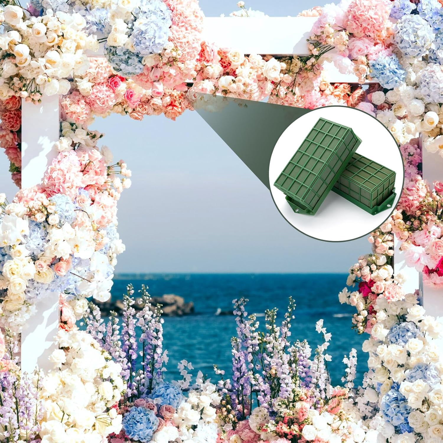 Wet & Dry Green Floral Cage for Fresh or Artificial Flowers, Weddings, Birthdays, Parties, Home Decorations – 6PCs Floral Foam Cage