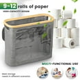 thumbnail image 3 of Dznils Toilet Paper Holder with Bamboo Lid for Bathroom Storage, Foldable and Waterproof, Up to 12 Rolls, Gray, 3 of 11