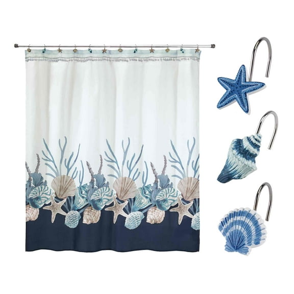 Avanti Linens Blue Lagoon Shower Curtain & Hook Set