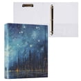 thumbnail image 3 of Starry Sky Lake and Trees 3 Ring Binders 1.5 inch Hardcover File Folders with Interior Pockets A4 Size Organizer for School Office Hospital, 3 of 8