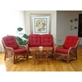 thumbnail image 3 of Malibu Lounge Loveseat Sofa ECO Natural Rattan Wicker Handmade Design w/Burgundy Cushions, Colonial, 3 of 4