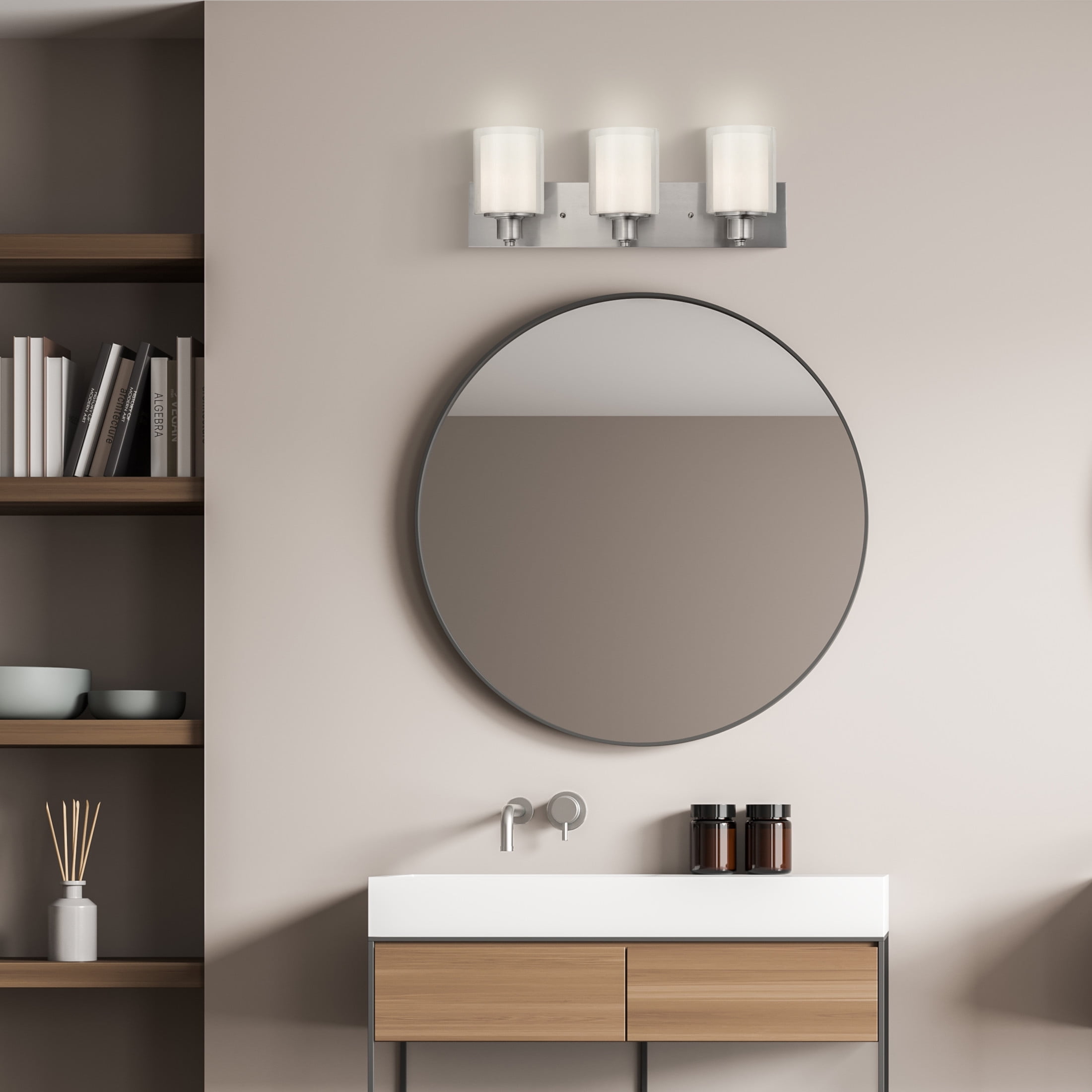 Design House Oslo Traditional 3-Light Indoor Dimmable Bathroom Vanity Light, Satin Nickel