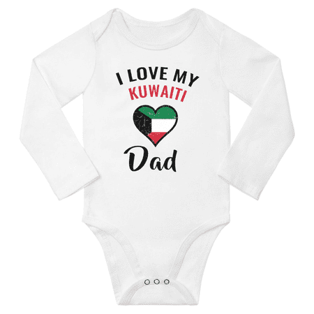 

I Love My Kuwaiti Dad Baby Long Slevve Romper Bodysuit (White 12-18 Months)