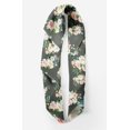 thumbnail image 2 of Bimba Gray Leaves & Ranunculus Floral Printed Pure Silk Scarf For Hair Neck Head Bandanas For Women 40 x 40 Inches, 2 of 6