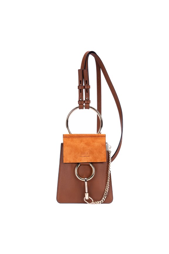 Pre-Owned Chlo Brown/Orange Faye Bracelet Backpack Smooth Calfskin Leather/Suede Leather