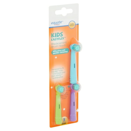 Equate Kids EasyFlex Replacement Toothbrush Heads, 3 Count (Compatible with Oral-B Power Handles)