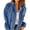 Blue, variant on Women's Corduroy Hooded Long Sleeve Jacket Solid Color Loose Comfortable Casual Outerwear Khaki XL