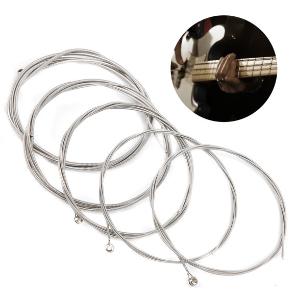 Nickel Plated Ball End String, Bass 5 String Sets Steel Core String Sound Bright Silver Color for Beginners for Students