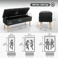 thumbnail image 3 of HOMCOM Upholstered Storage Ottoman Bench with Wood Legs, Black, 3 of 10