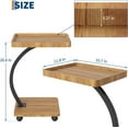 thumbnail image 6 of Side Table with Rolling Wheels, Laptop Side Table C Shape Side Table with Rolling Wheels Sofa Couch Arm Table, Tv Tray, Small Bed Stand, C Shaped End Tables for Living Room, Bedroom, Bedside,Wood, 6 of 6