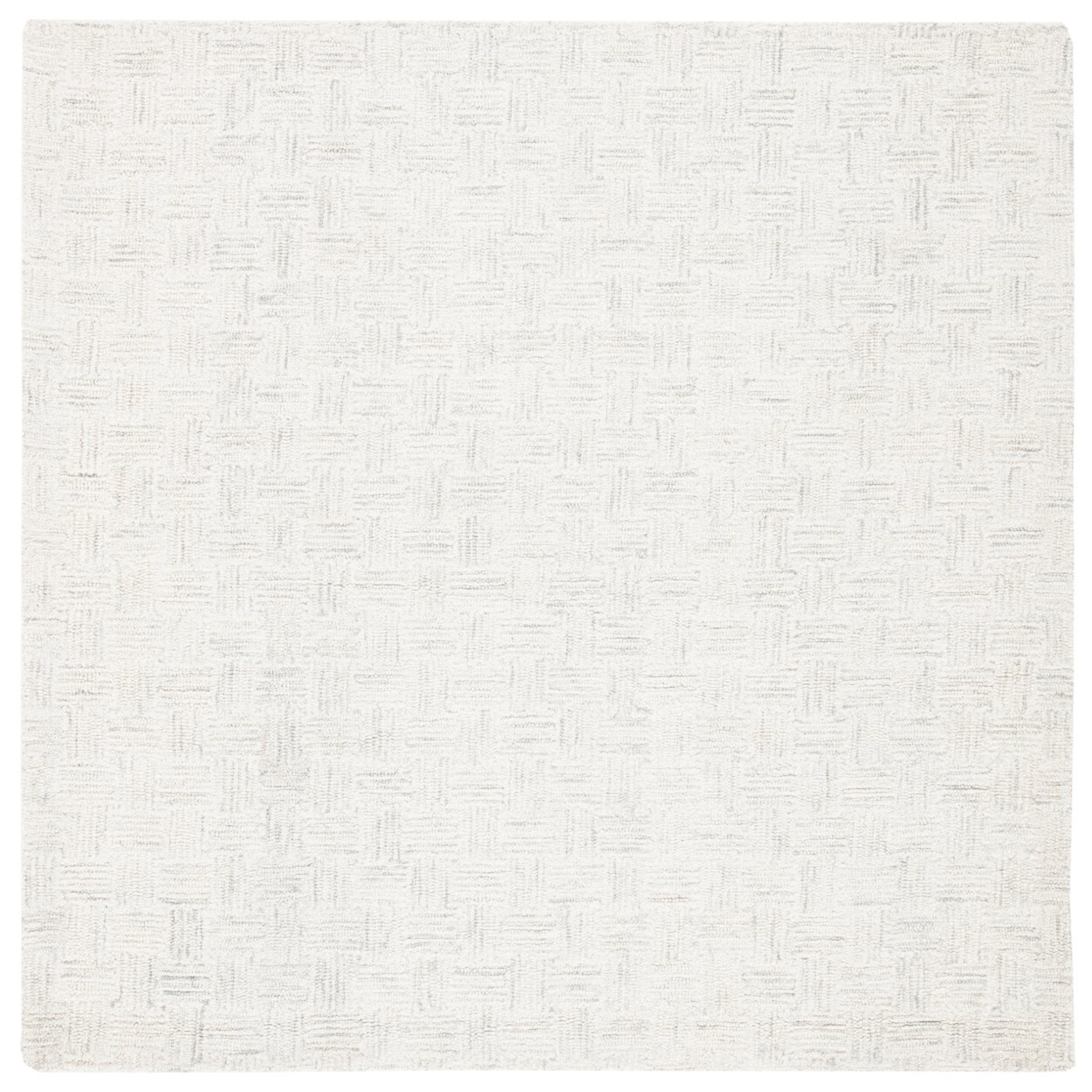 SAFAVIEH Micro-Loop Charlotte Geometric Solid Wool Area Rug, Light Grey/Ivory, 4' x 6'