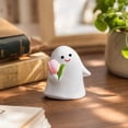 thumbnail image 5 of Yardvibe Halloween Ghost Figurines, Cute Ceramics Ghost Statue Handheld Pink Tulip for Halloween Decorations, Porch and Indoor Home Office Desk Decor (B), 5 of 6