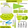 thumbnail image 2 of Round Cake Carrier and cupcake holder with Handle, Cake transporter and holder with cover, Cupcake Storage Containers, Cupcake Stand with silicon mold & Decorating Tools (Neon Green) - -, 2 of 7