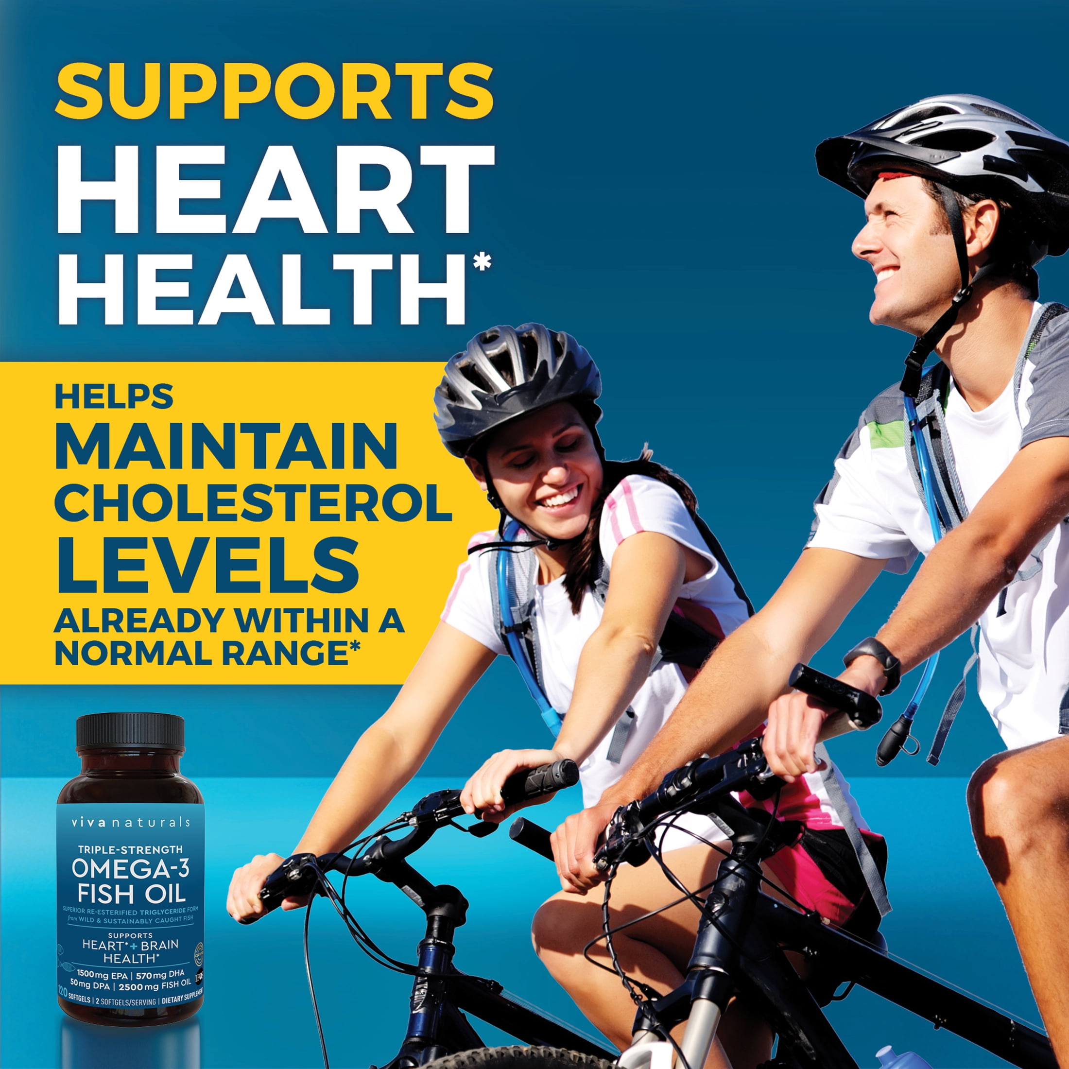 Viva Naturals Triple-Strength Omega-3 Fish Oil Supplement, 2500 mg, 120 Pescatarian-Friendly Softgels- Provides EPA & DHA, Supports Heart and Brain Health *