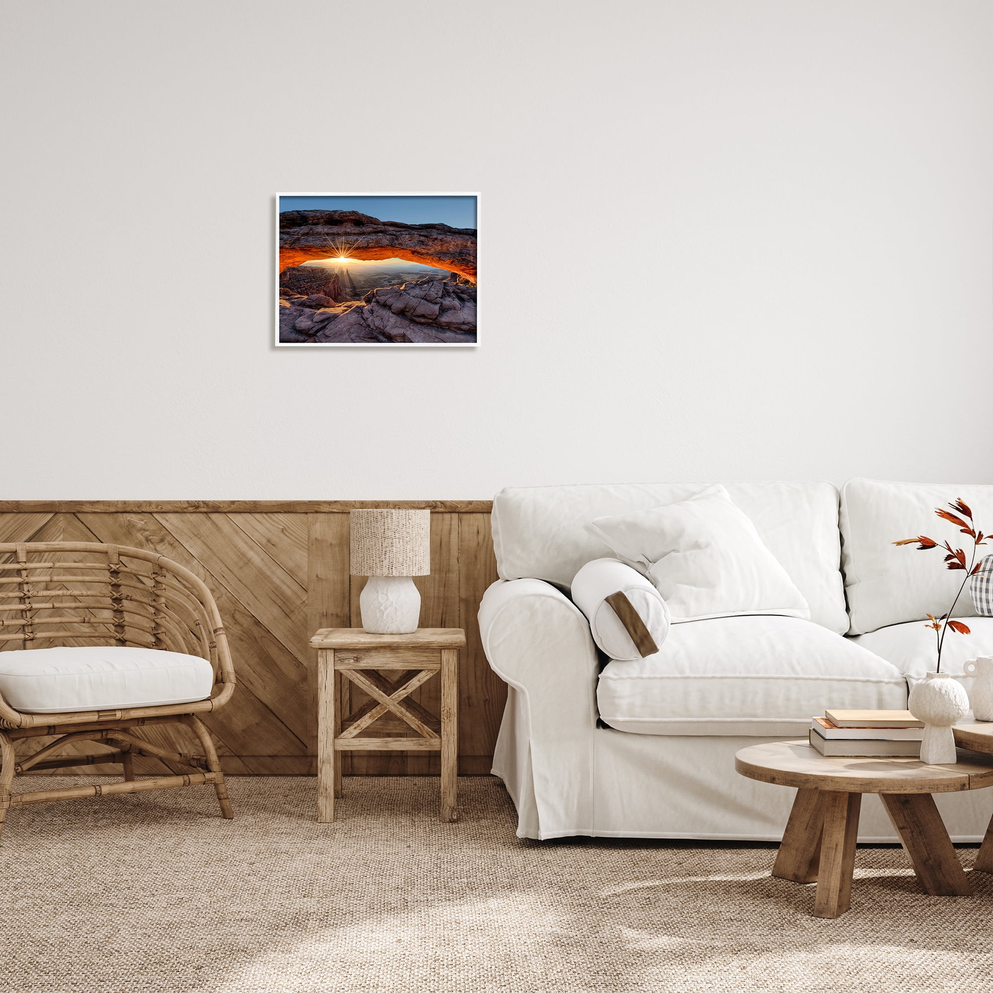 Stupell Industries Desert Mesa Arch Landscape Nature Photography White Framed Art Print Wall Art, 20 x 16