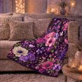 thumbnail image 6 of Purple Butterfly Peony Garden, Festive autumn celebration Scene, Warm Flannel Blanket for Living Room and Reading Nook with Detailed Artwork, Art Lovers autumn celebration Gift, Festive Home Decor, 6 of 9